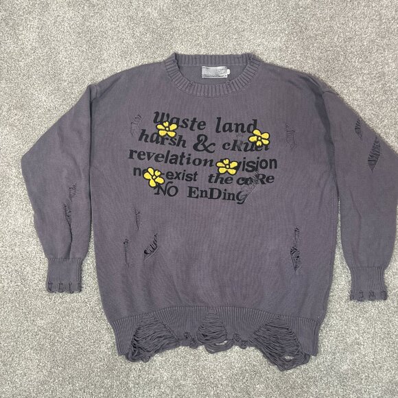 Harsh And Cruel Sweater Men XL Ripped Graphic Waste Land 100% Cotton Streetwear - Picture 2 of 11